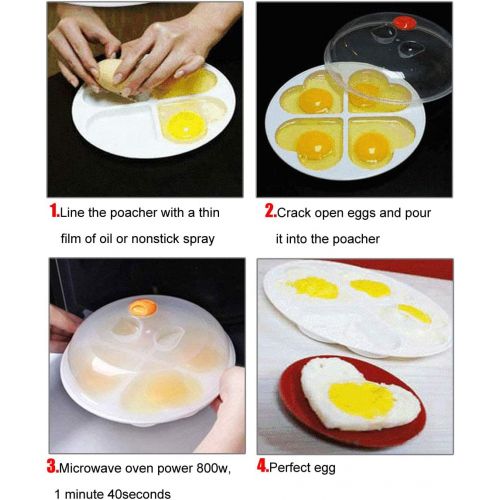  [아마존베스트]TUSNAKE Microwave Egg Boiler, Egg Boiler Mould Eggs Steamer Kettle Kitchen Cooking Tool For Up To 4 Eggs