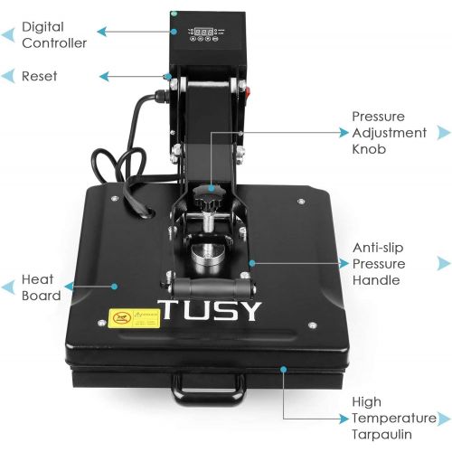  Heat Press - TUSY Digital Heat Transfer Sublimation 15 x 15, Industrial Quality Heat Press Machine for T Shirts