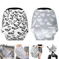 TUTUWEN [2Packs] Nursing Cover - Breastfeeding Cover Super Soft Cotton Multi Use for Baby Car Seat Covers Canopy Shopping Cart Cover Scarf-Hearts - Love