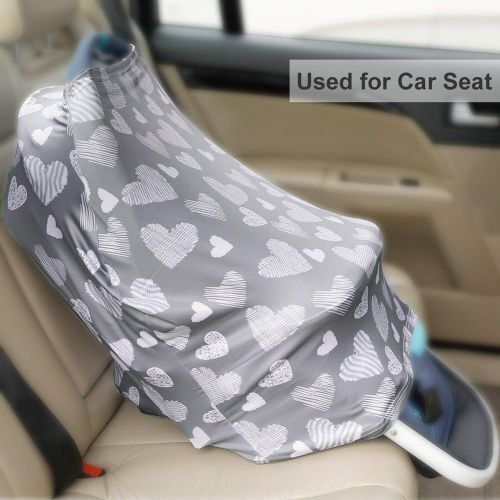  TUTUWEN [2Packs] Nursing Cover - Breastfeeding Cover Super Soft Cotton Multi Use for Baby Car Seat Covers Canopy Shopping Cart Cover Scarf-Hearts - Love