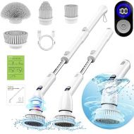 Electric Spin Scrubber, 2024 New Full-Body IPX7 Waterproof Bathroom Scrubber with Power LCD Display, Adjustable Extension Handle, Cordless Electric Cleaning Brush for Bathroom, Kitchen Cleaning