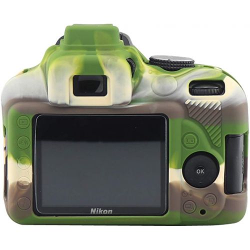  D3400 Silicone Case, TUYUNG Texture Camera Housing Shell Case Protective Cover, Compatible with Nikon D3400 Cameras, Army Green