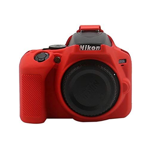  D3500 Silicone Cover, TUYUNG Protective Housing Case Camera Silicone Cover Skin for Nikon D3500 DSLR Camera, Red