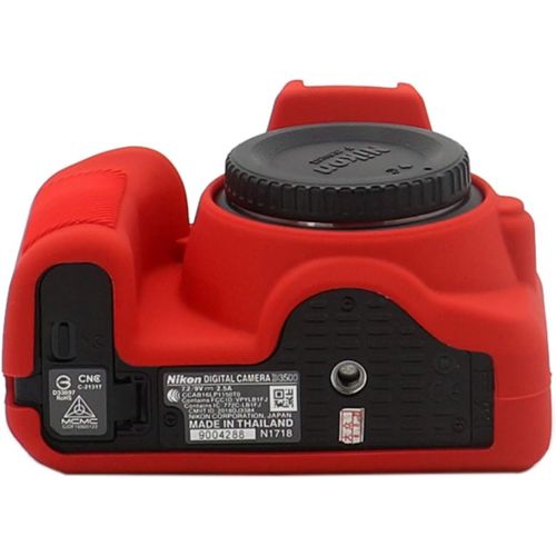  D3500 Silicone Cover, TUYUNG Protective Housing Case Camera Silicone Cover Skin for Nikon D3500 DSLR Camera, Red
