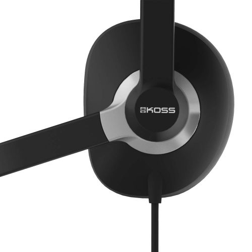  Koss CS295-USB Communication Headset Headphones | On-Ear, Single Sided Design | Black | Lightweight | D-Profile | Noise Cancelling Electret Microphone | for Telephones and Office P