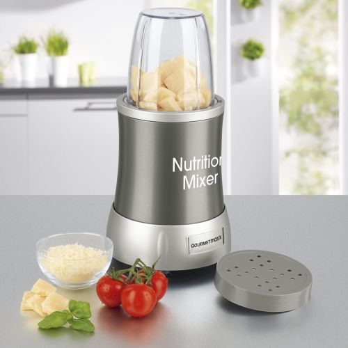  TV Unser Original GOURMETmaxx 04505 Nutrition Mixer | inkl. Rezeptheft & To-Go Becher | Ideal fuer Smoothies & Cocktails | 7 Funktionen | 700 Watt | Silber