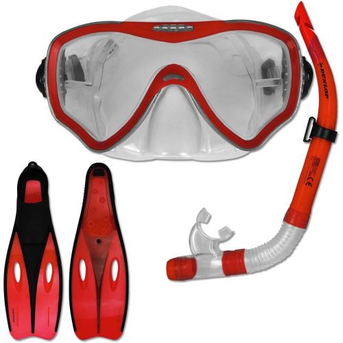  TW24 Tauchset Dunlop mit Farb- und Groessenauswahl - Schnorchel Set - Tauchermaske - Schnorchel - Schwimmflossen