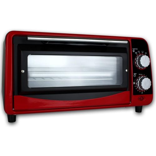  TW24 Backofen - Pizzaofen - Ofen - Backautomat 9 Liter - Mini Backofen 800W mit Farbauswahl (Rot)