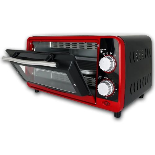  TW24 Backofen - Pizzaofen - Ofen - Backautomat 9 Liter - Mini Backofen 800W mit Farbauswahl (Rot)