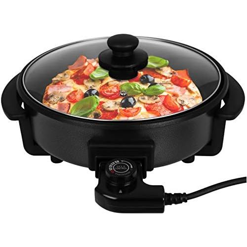  [아마존베스트]TW24 Pizza Pan with Lid in Two Sizes Ø 30 cm and Ø 42 cm Electric Party Pan Multi Pan (30 x 4 cm)