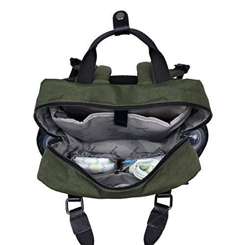  TWELVElittle Unisex Courage Backpack Diaper Bag, Olive with lap top sleeve and changing pad
