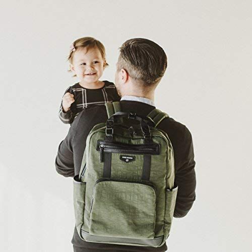  TWELVElittle Unisex Courage Backpack Diaper Bag, Olive with lap top sleeve and changing pad