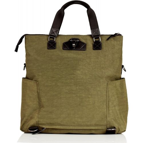  TWELVElittle Unisex 3-in-1 Convertible Foldover Tote Diaper Bag, Olive