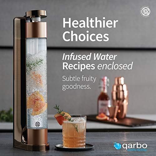  TWENTY39 qarbo Sparkling Water Maker and Fruit Infuser Premium Carbonation Machine with Two 1L BPA Free Bottles Infuses Flavor while Carbonating Beverages (Matte Black)