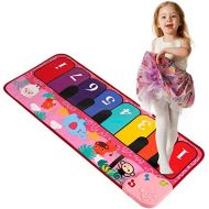 [아마존베스트]TWFRIC Kids Piano Mat 32 Piano Keyboard Play Mat with 5 Animal Sounds Electronic Dance Mat Early Education Toys Gift for Toddlers Girls Boys (Pink)