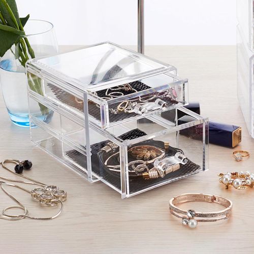  TWING Acrylic 2 Jewelry Box Organizer Display Storage case, Crystal and Unbroken Jewelry calener Drawer