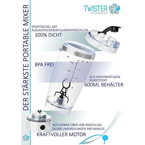  Twister-Power - das Original - Der starkste portable Mixer mit USB-Ladekabel, neu inkl. Netzstecker