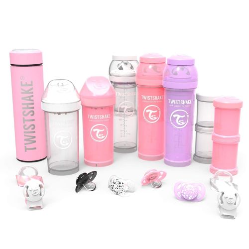  TWISTSHAKE Twistshake Large Starter Bundle for Girls with (3) Anti-Colic Baby Bottles 11oz (2) Kid Cups 12oz, 2X...