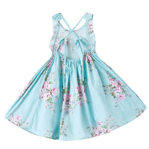  TWOPAGESS TWOPAGES Vintage Girl Floral Print Casual Dress Backless Princess Party Dress