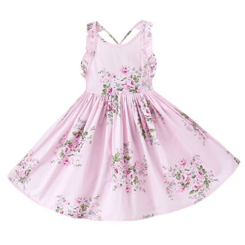  TWOPAGESS TWOPAGES Vintage Girl Floral Print Casual Dress Backless Princess Party Dress