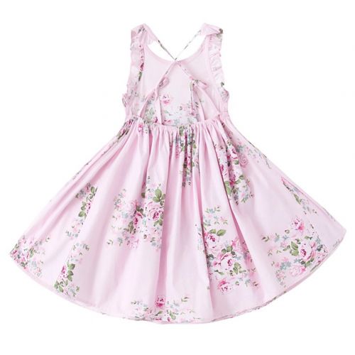  TWOPAGESS TWOPAGES Vintage Girl Floral Print Casual Dress Backless Princess Party Dress