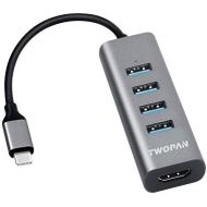 [아마존 핫딜] [아마존핫딜]TWOPAN USB C Hub T1-H, 5-in-1 USB Type C Hub with HDMI(4K) Output and 4 USB 3.0 Ports Compatible with Samsung Galaxy S10+/S10/S9/S8 MacBook Air/Pro Chromebook iPad Pro Travellers C