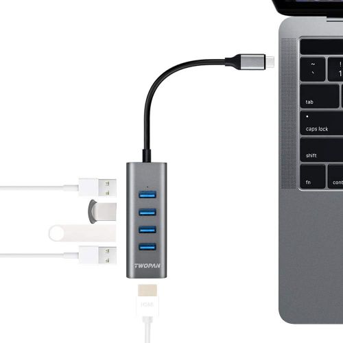  [아마존 핫딜] [아마존핫딜]TWOPAN USB C Hub T1-H, 5-in-1 USB Type C Hub with HDMI(4K) Output and 4 USB 3.0 Ports Compatible with Samsung Galaxy S10+/S10/S9/S8 MacBook Air/Pro Chromebook iPad Pro Travellers C