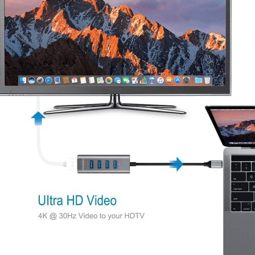  [아마존 핫딜] [아마존핫딜]TWOPAN USB C Hub T1-H, 5-in-1 USB Type C Hub with HDMI(4K) Output and 4 USB 3.0 Ports Compatible with Samsung Galaxy S10+/S10/S9/S8 MacBook Air/Pro Chromebook iPad Pro Travellers C