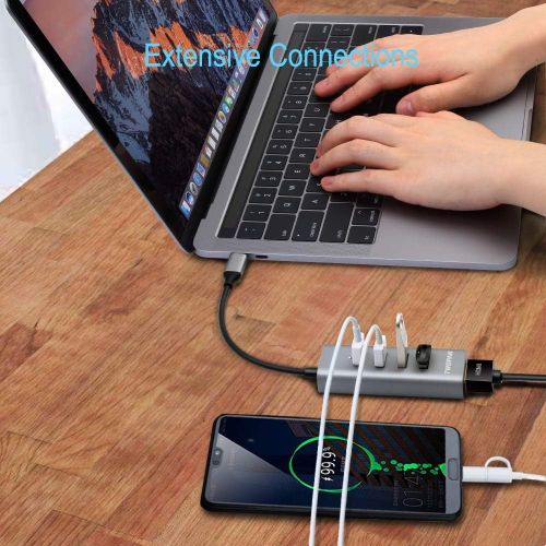  [아마존 핫딜] [아마존핫딜]TWOPAN USB C Hub T1-H, 5-in-1 USB Type C Hub with HDMI(4K) Output and 4 USB 3.0 Ports Compatible with Samsung Galaxy S10+/S10/S9/S8 MacBook Air/Pro Chromebook iPad Pro Travellers C