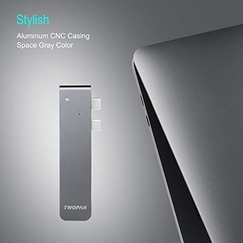  TWOPAN USB C Hub T8, USB-C to USB 3.0 Adapter, Aluminum USB-C Multiport Adapter, Compatible with MacBook Pro 20182017,1315, Travellers Choice. Space Gray.