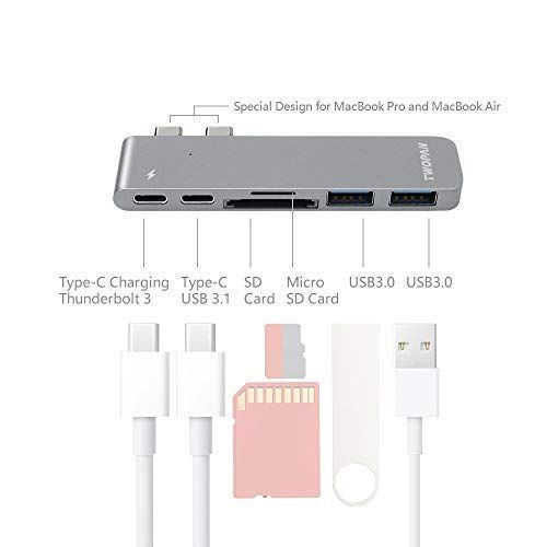  TWOPAN USB C Hub T8, USB-C to USB 3.0 Adapter, Aluminum USB-C Multiport Adapter, Compatible with MacBook Pro 20182017,1315, Travellers Choice. Space Gray.