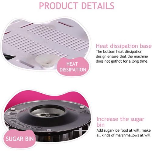  [아마존베스트]TWSOUL Cotton Candy Machine, Cotton Candy Floss Maker with Large Stainless Steel Bowl, Candy Machine Kit for Kids with Sugar Spoon, Bamboo Sticks, Pink