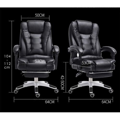  TX Liftable Office Massage Leather Chair 150 Degree Lie Flatable with Footrest, 7 Massage Point Remote Control