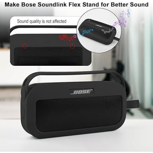 TXesign Silicone Case Cover for Bose SoundLink Flex Bluetooth Portable Speaker Travel Protective Carrying Pouch with handle Anti-dust Plug for Bose SoundLink Flex (Black)