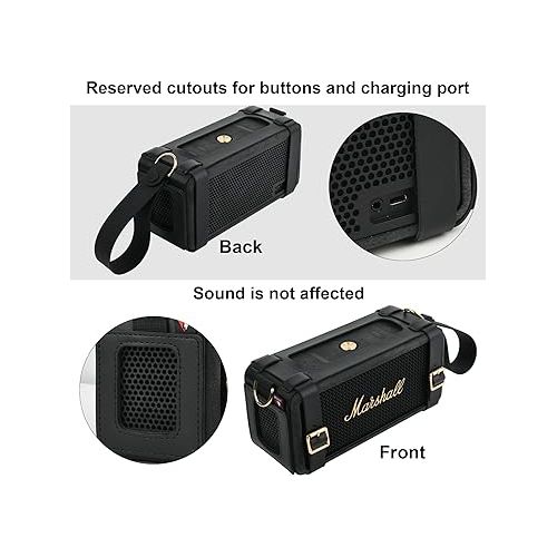  TXEsign PU Travel Carrying Strap Case for Marshall Middleton Portable Bluetooth Speaker, with Shoulder Strap Protective Cover Replacement Strap Carrying Pouch for Marshall Speaker