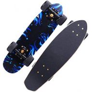 TXTC Skateboard Small Fish Board Beginner Adult Boys and Girls Skateboard with Colorful Flashing Wheels Adult Travel Four-Wheeled Scooter, Complete 22 Inch Cruiser Skateboard (Color : A