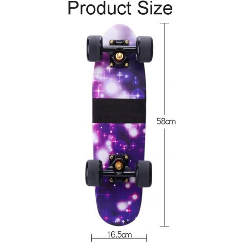  TXTC Skateboard Small Fish Board Beginner Adult Boys and Girls Skateboard with Colorful Flashing Wheels Adult Travel Four-Wheeled Scooter, Complete 22 Inch Cruiser Skateboard (Color : A