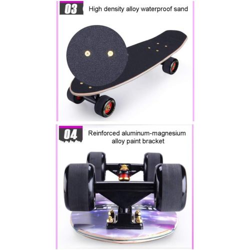  TXTC Skateboard Small Fish Board Beginner Adult Boys and Girls Skateboard with Colorful Flashing Wheels Adult Travel Four-Wheeled Scooter, Complete 22 Inch Cruiser Skateboard (Color : A