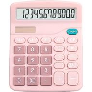 Desktop Calculator, 12 Digits Electronic Calculators for Home Office School, Solar and Battery Dual Power, Calculators Financial Accounting Tools (Pink)