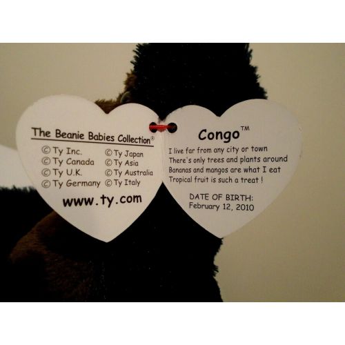  TY Beanie Baby Ty CONGO the Gorilla Beanie Baby - (NEW VERSION) - MINT with MINT TAGS