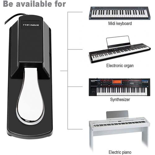  TYBONDER Universal Sustain Pedal, Widen Base Electronic Keyboards Pedal, Non-Slip Piano Pedal for Yamaha Casio MIDI Roland Korg Keyboards Digital Pianos Foot Pedal(1/4 Inch Jack)