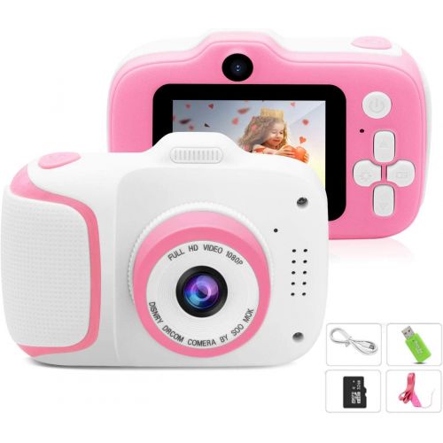  [아마존베스트]T&Y Kids Camera, Digital Camera 1080P 2.0 Inches Screen Anti-Drop Toddler Camera, Best Birthday Toys Gifts for 3-10 Years Old Girls and Boys with 32GB Memory Card