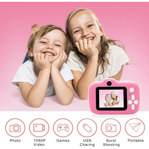  [아마존베스트]T&Y Kids Camera, Digital Camera 1080P 2.0 Inches Screen Anti-Drop Toddler Camera, Best Birthday Toys Gifts for 3-10 Years Old Girls and Boys with 32GB Memory Card