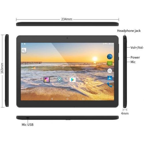  [아마존베스트]Android 8.1 Tablet 10 Inch Dual SIM 4GB RAM 64GB Memory Octa Core CPU, 1920 x 1200 Full HD IPS Touch Screen, Dual Camera 3MP and 8MP, WiFi/WLAN/Bluetooth/GPS TYD-108 (Black)