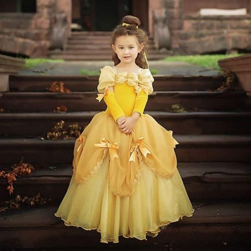  TYHTYM Belle Costumes Dress Up Party Girls Princess Cosplay Halloween Kids Ball Gown 2-13Years