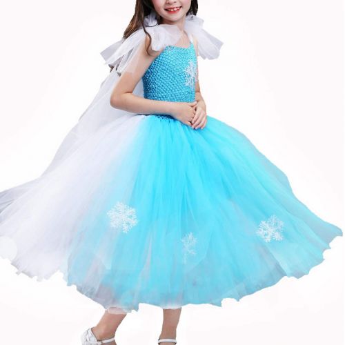  TYHTYM Elsa Anna Princess Dresses Girls Queen Frozen Tutu Cinderella Costumes Halloween Birthday Pageant Party with Tiara Wand Set