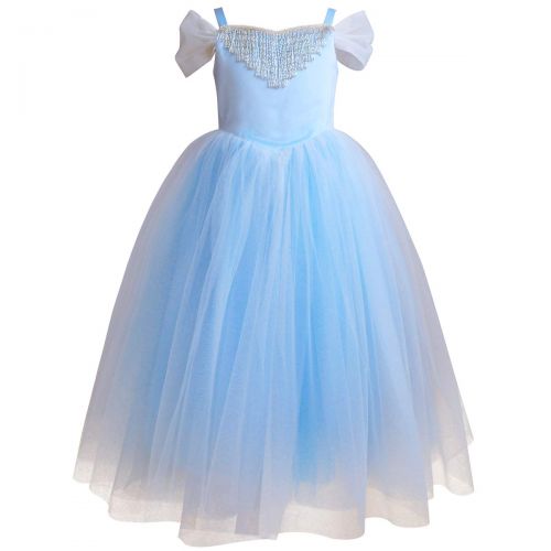  TYHTYM Stunning Blue Pageant Dresses for Girls Cinderella Costumes Puffy Tulle Princess Ball Gown Kids Birthday Party