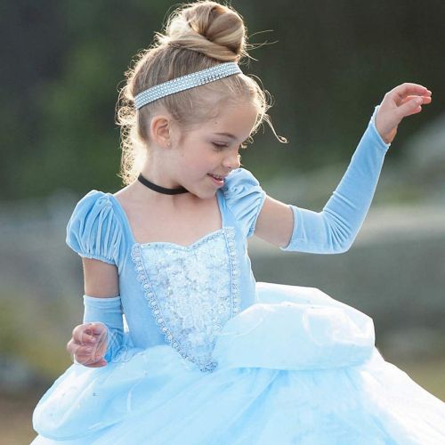  TYHTYM Cinderella Costumes Girls Princess Dress Up Fancy Halloween Christmas Party with Tiara and Choker Set