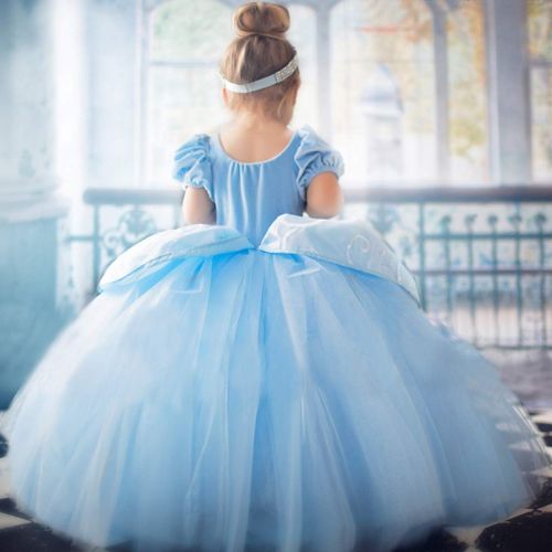  TYHTYM Cinderella Costumes Girls Princess Dress Up Fancy Halloween Christmas Party with Tiara and Choker Set