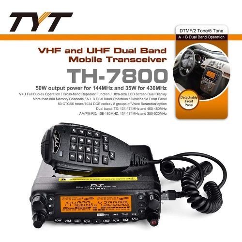  TYT TH-7800 50W Dual Band Dual Display Repeater Car Truck Ham Radio